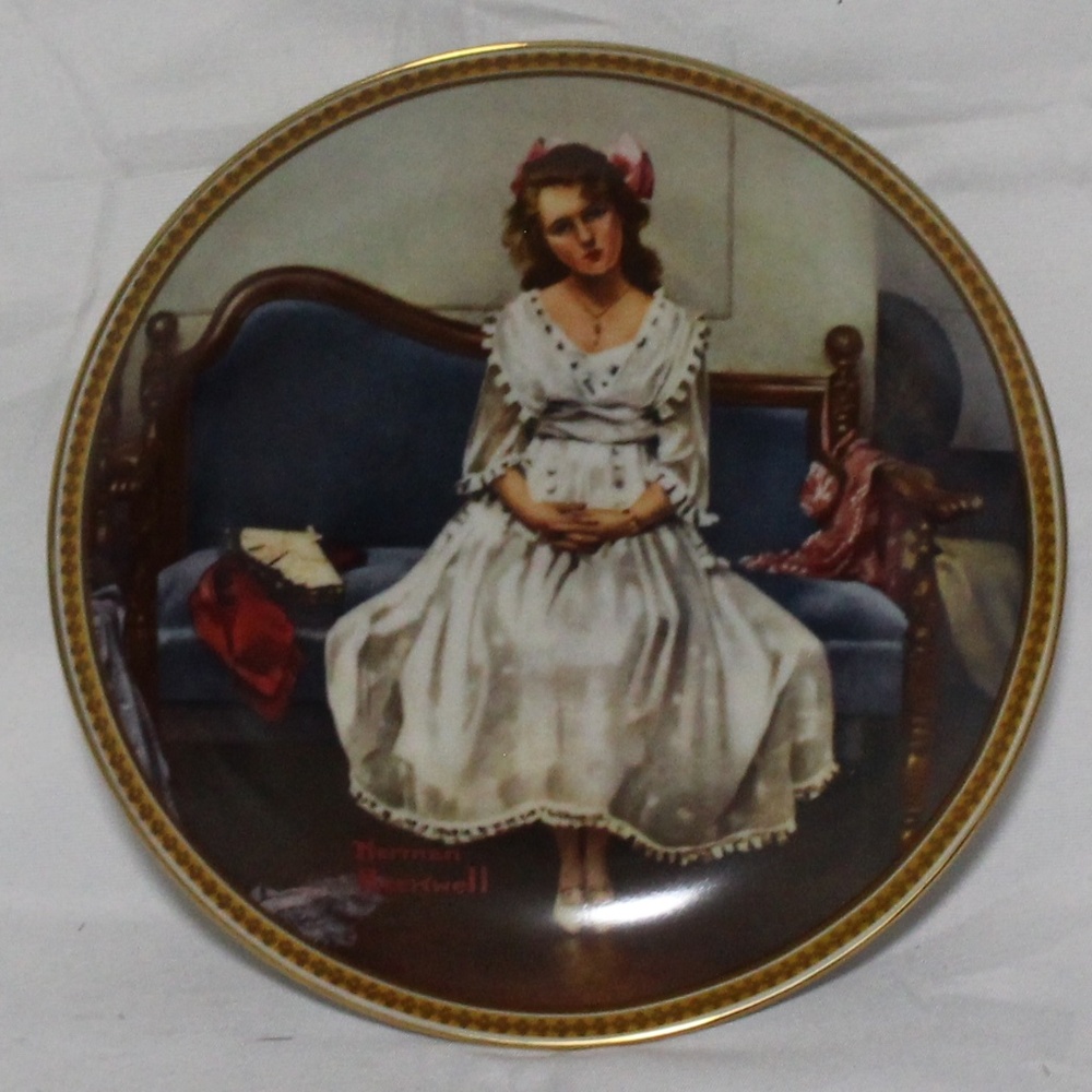 The Edwin M Knowles China Co.: "Waiting at the Dance".  By. Norman Rockwell. Vtg